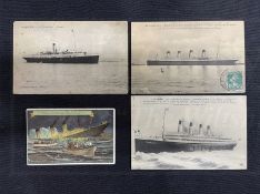 R.M.S. TITANIC: One of the earliest post-disaster French postcards, plus another postally used May