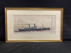 MARITIME: 20th Century English School S.S. Goblonz. Watercolour signed by Laurence Dunn. 13ins. x