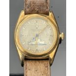 WATCHES/OCEAN LINER: Extremely rare Rolex 14K gold self-winding waterproof bubble back wristwatch