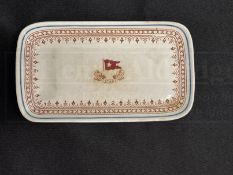 WHITE STAR LINE: Losol ware asparagus dish with house flag to centre. 8½ins.