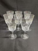 OCEAN LINER: Collection of eight S.S. Rotterdam 1984 World Cruise cut glass goblets. 7ins.