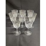 OCEAN LINER: Collection of eight S.S. Rotterdam 1984 World Cruise cut glass goblets. 7ins.