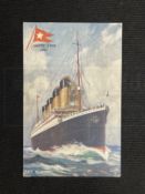 R.M.S. TITANIC & R.M.S. OLYMPIC: A Tucks postcard of the Olympic, but sent from Southampton on