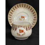 WHITE STAR LINE: First-Class tea cup and saucer decorated in the brown Wisteria pattern, marked on