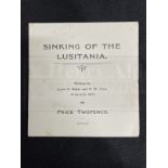 R.M.S. LUSITANIA: Rare pamphlet titled The Sinking of The Lusitania by Lewis O. Baker and R. W.