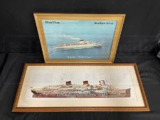OCEAN LINER: Mixed collection of agents and other prints including, Franconia, Caronia, Normandie,
