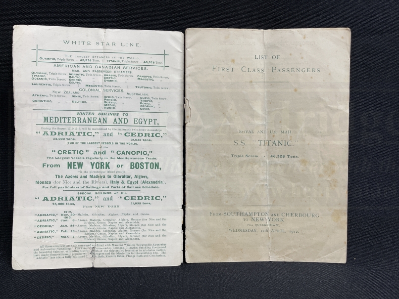 R.M.S. TITANIC: Extremely rare First-Class passenger list that survived the sinking in the pocket of - Image 2 of 4