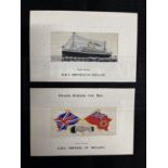 THE MAY COLLECTION: R.M.S. Empress of Ireland silk postcards. (2)