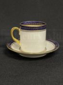 WHITE STAR LINE: Stonier and Company Demitasse cup and saucer decorated in gilt and cobalt blue. Cup