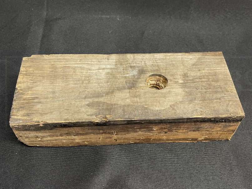 R.M.S. OLYMPIC: Pitch pine deck section. 12½ins. x 3ins. x 5ins.