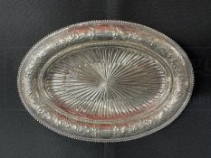 WHITE STAR LINE: First-Class silver plated starburst serving dish bearing house flag and Maltese