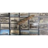 OCEAN LINER: Collection of mostly real photo liner cards to include unusual Queen Mary examples,