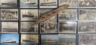 OCEAN LINER: Collection of mostly real photo liner cards to include unusual Queen Mary examples,