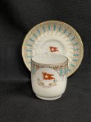 WHITE STAR LINE: First-Class Demitasse cup and saucer in the Wisteria pattern dated 3/1911.