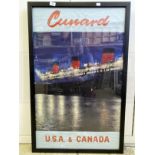 POSTERS: Cunard agents poster to USA and Canada showing Queen Mary.