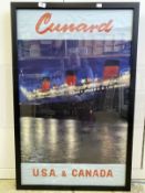 POSTERS: Cunard agents poster to USA and Canada showing Queen Mary.