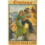 TRAVEL POSTERS: Rare lithograph in colours backed onto linen. Arthur C. Michael Cruises White Star