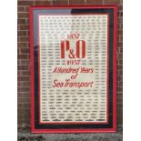 OCEAN LINER: Rare P&O oversize poster 'P&O 1837-1937 A Hundred Years of Sea Transport', shows