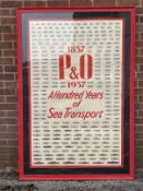 OCEAN LINER: Rare P&O oversize poster 'P&O 1837-1937 A Hundred Years of Sea Transport', shows
