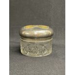 WHITE STAR LINE: R.M.S. Doric souvenir silver plated and cut glass powder pot with butterfly