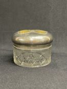 WHITE STAR LINE: R.M.S. Doric souvenir silver plated and cut glass powder pot with butterfly