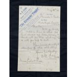 EARLY AVIATION PIONEERS/THE SAMUEL CODY ARCHIVE: Handwritten letter signed S.F. Cody dated May