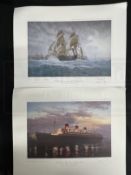 OCEAN LINER: Set of five limited edition prints of Queen Mary, Britannia, Queen Elizabeth 2, Queen