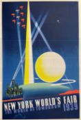 TRAVEL POSTERS: Joseph Binder New York World's Fair 1939, Grinnell Litho, New York. A strong Art