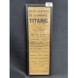 R.M.S. TITANIC: Unusual playbill flyer for The Northern Cinematograph for Titanic, Ice The Foe,