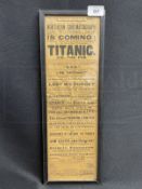 R.M.S. TITANIC: Unusual playbill flyer for The Northern Cinematograph for Titanic, Ice The Foe,