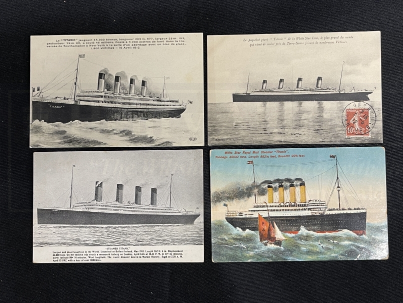 R.M.S. TITANIC: Real photo and other postcards of the ill-fated liner. (4)