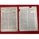 Ephemera: Printed copy date uncertain Great Fire of London two double sided pages with one torn