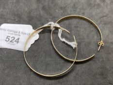 Hallmarked Jewellery: Pair of 9ct gold large hoop earrings. Dia. 2¼ins. Weight 9.4oz.