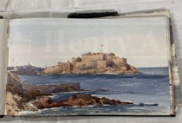 19th cent. Sketchbook by Reeves & Sons London containing thirteen watercolour views of Guernsey