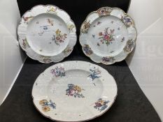 Ceramics: Two Chelsea plates c1765 one decorated in the Meissen style with Holzschnittblumen