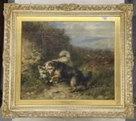 Thomas William Earl (active 1836-1885): Oil on canvas, 'Sparring for Opening' pair of terriers and