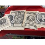 Antique Engravings: To include Portrait of Pierre Vincent Bertin on a canvas held up by two putti