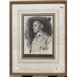 Pencil portrait, WWII R.A.F Officer, signed monogram A.W.B. Jerusalem 44, framed and glazed. 7½