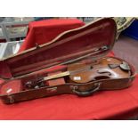 Musical Instruments: Violin Beare & Sons Francois Barzoni label dated 1891 requiring restoration, in
