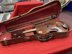 Musical Instruments: Violin Beare & Sons Francois Barzoni label dated 1891 requiring restoration, in