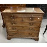Late 18th cent. Mahogany chest of drawers, rectangular top with carved moulded edge, a brushing
