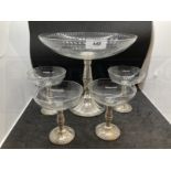 Late 19th/early 20th cent. WMF White metal and glass fruit set, serving tazza with four individual