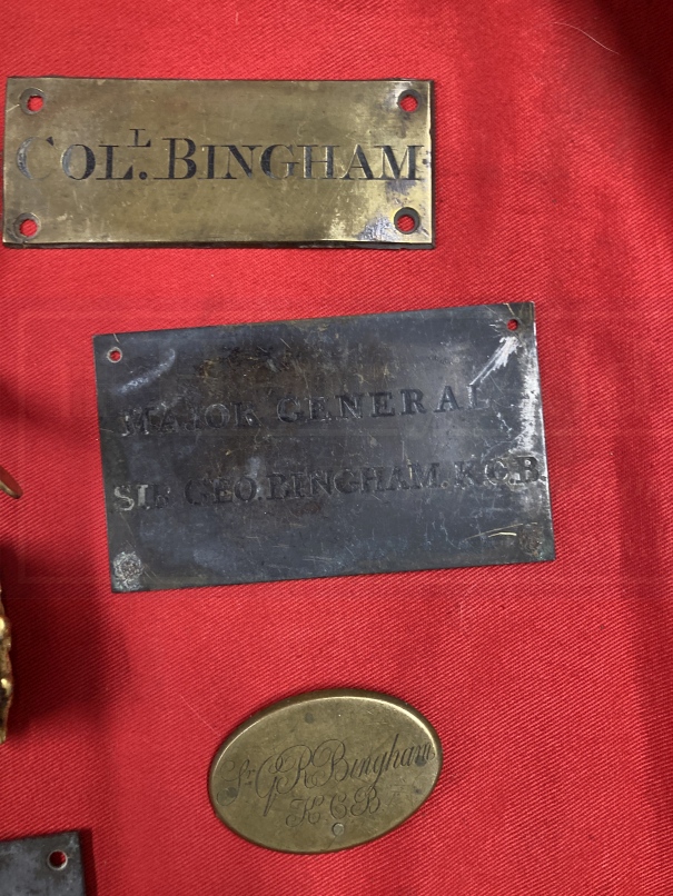 Collection of brass and other name plates for Major General Sir George Bingham KCB, a pair of - Image 4 of 7