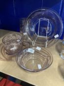 Glass: Deborah Fludgate art glass large bowl with swirled decoration, signed No. 885 10½ins, dish