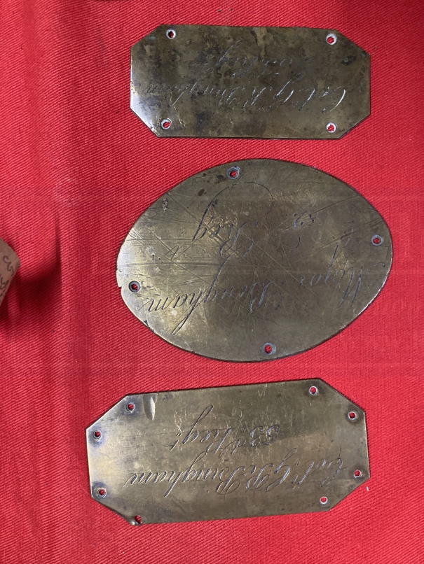 Collection of brass and other name plates for Major General Sir George Bingham KCB, a pair of - Image 5 of 7