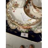 Ceramics & Glass: Gaudy Welsh style meat plate, blue jug, Royal Crown Derby and Kimberly pattern