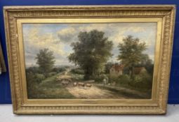 F.P. Wright (1877-1883): Oil on canvas, signed bottom right, bears plaque At Chigwell Essex F.P.