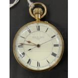 Hallmarked Gold Watches: 18k gold open faced pocket watch by Birch & Gaydon Fenchurch Street, London