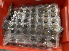 Numismatics: British farthing George II to Elizabeth I, brass three pence, half pennies George III