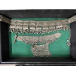 Tribal: Kabylia Algeria silver base metal mesh belt with dangling bells, charms and chains, possibly